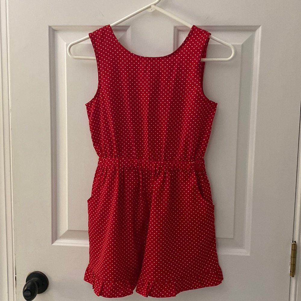 Next UK Girls Red and White Polka Dot Summer Romper Size 9